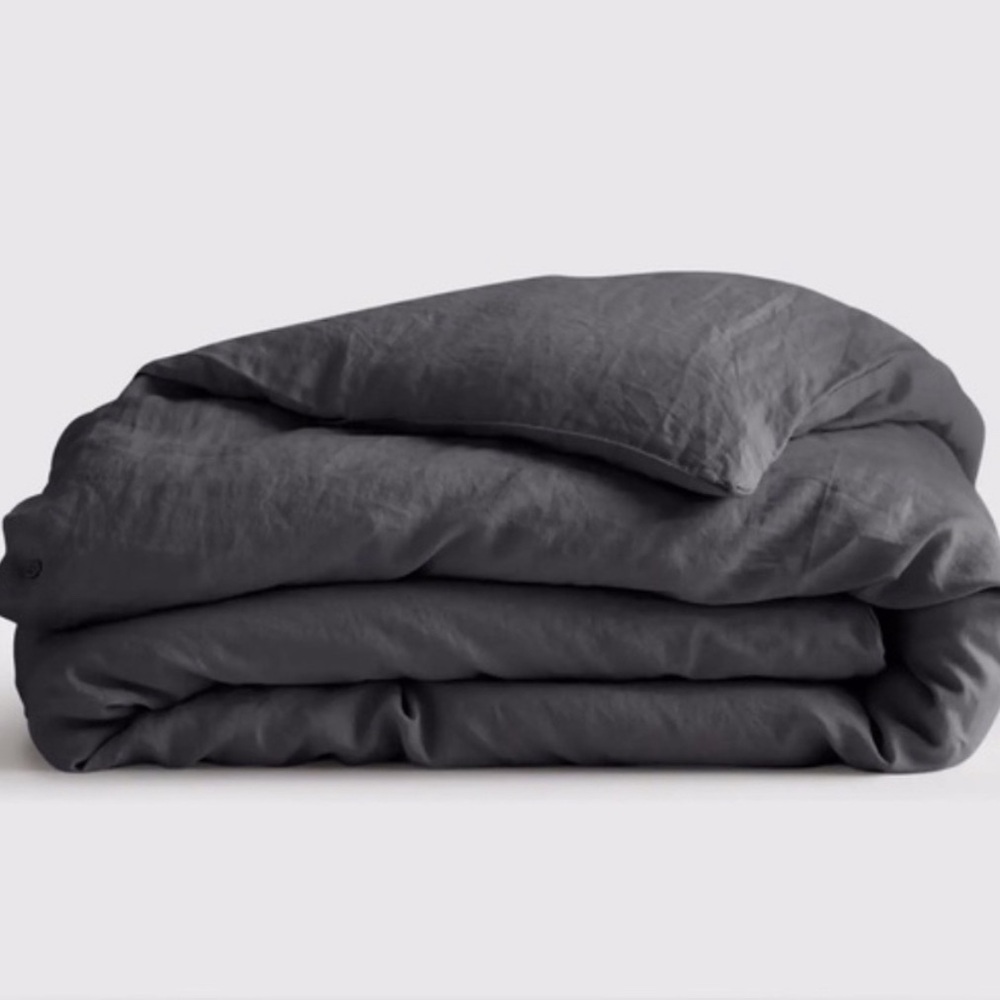 Quince European Linen King Duvet in Charcoal.